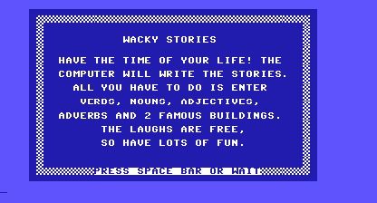 Wacky Stories Title Screen